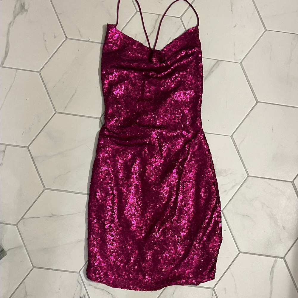 Hello Molly Fuchsia Sequin Mini Dress
